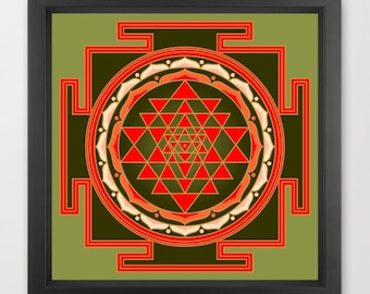 Sri Yantra print, colored shree yantra print, sacred art print, yoga print, mandala print, yoga wall art, instant download, 18x18 print