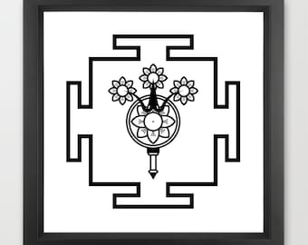 Parameshwara Yantra Druck, einfarbiger Druck, Lord Shiva yantra großer Yantra Druck Yoga Plakat, Paramashiva Druck, jeder Größe Druck 30x30 Druck