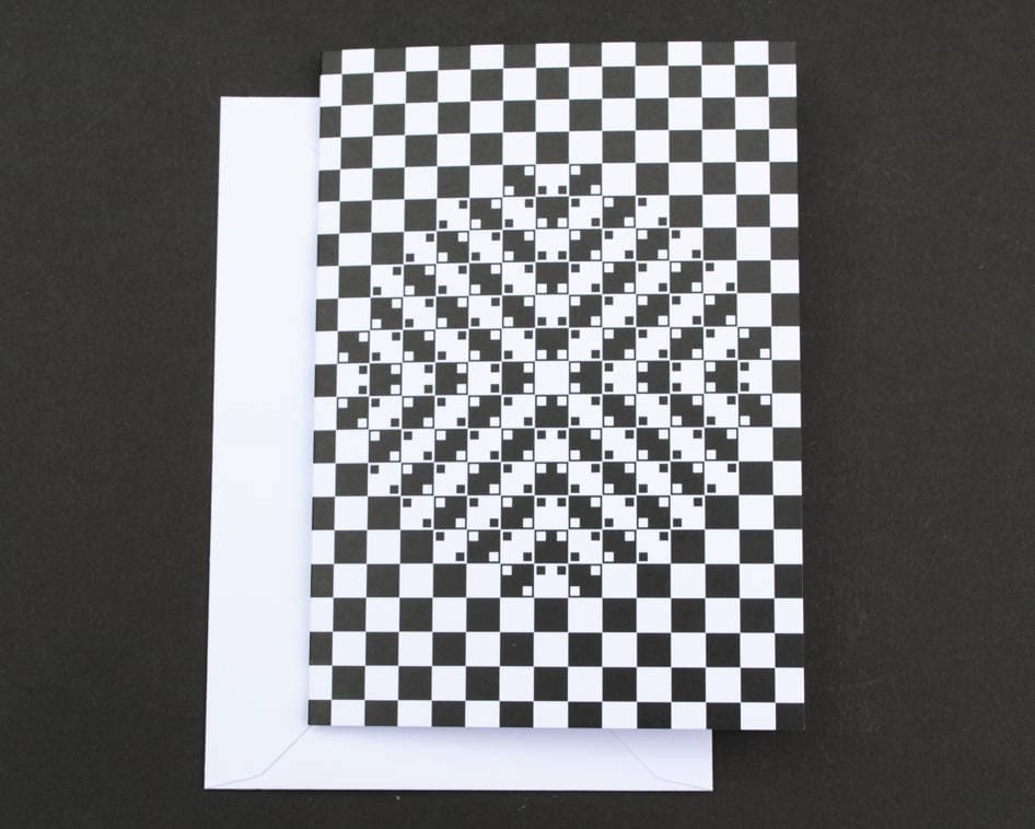 Checkered greeting card optical illusion card op art Etsy