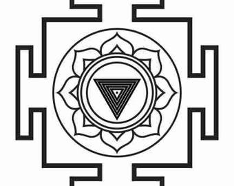 Kali Yantra Druck, monochromer Druck, schwarzer Druck, Kali Yantra Poster, Yoga Poster, Mandala Druck, Wanddekor, Sofort Download, 36x36 druck