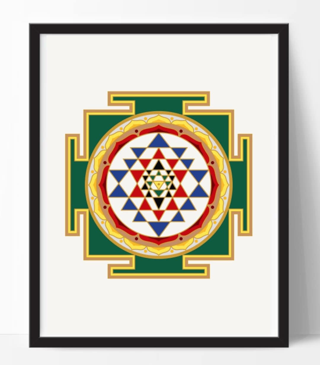 Sri Yantra Print, Colored Shree Yantra Print, Sacred Art Print, Yoga ...