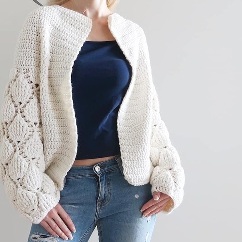 Womens Crochet Cardigan Crochet Pattern Lacy Crochet Jacket V Etsy