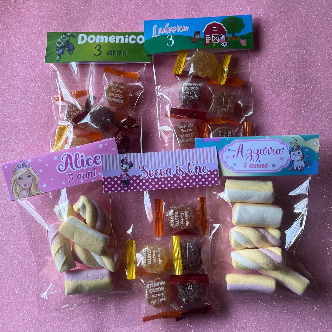 Bustina caramelle o marshmallows nascita, compleanno, battesimo, Natale