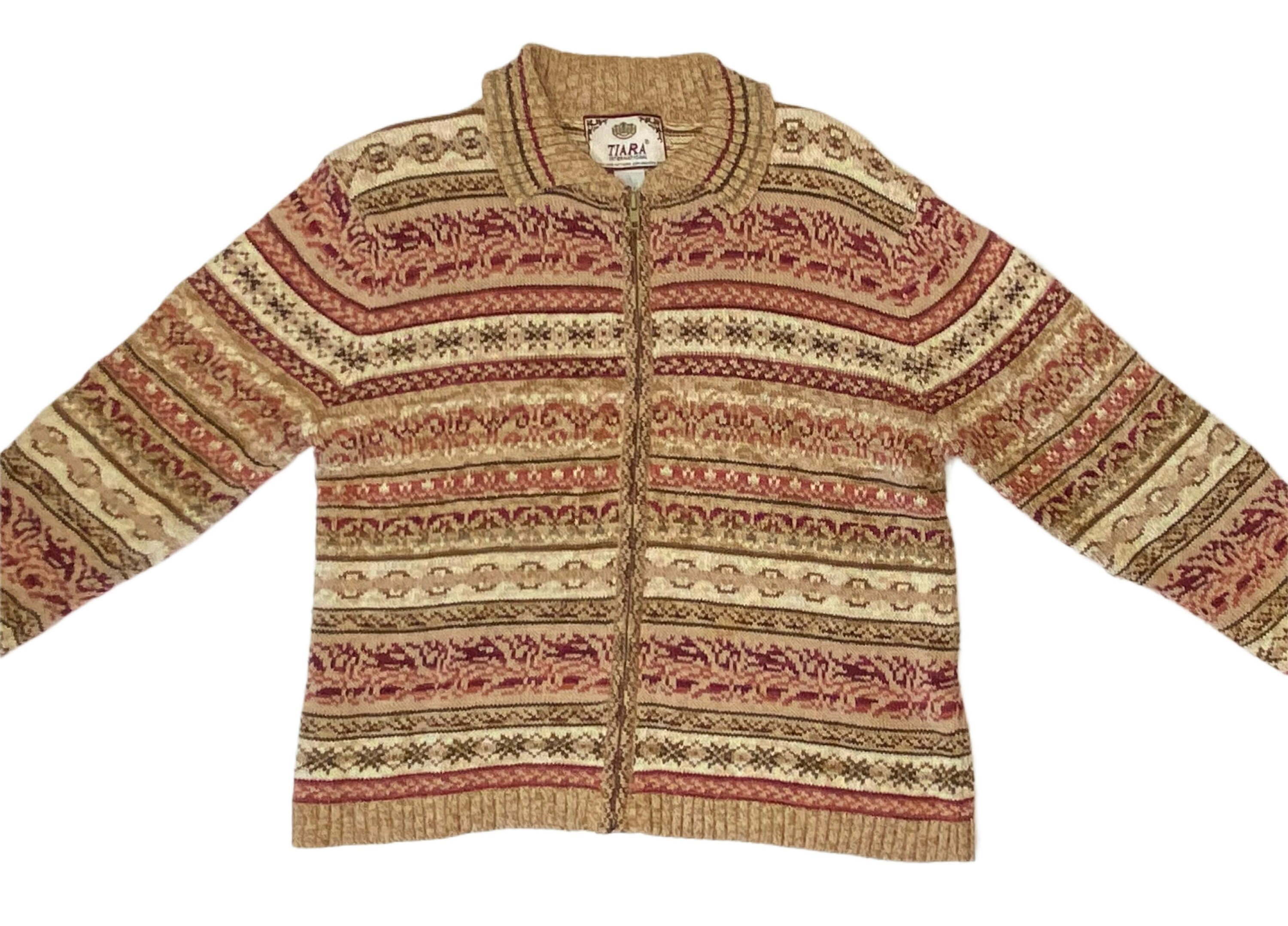 Vintage Zip Front Cardigan - L