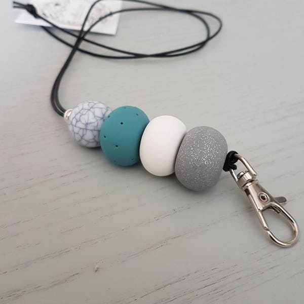 Lanyard lanyard leraar, belangrijke lanyard, leraar cadeau, klei toebehoren, polymeerklei, lanyard, leraar sleutelhanger