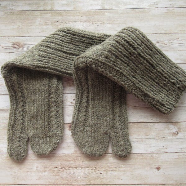 Chaussettes tabi en laine, chaussettes tricotées japonaises, chaussettes tabi écrues, chaussettes marron à bout fendu, tongs, chaussettes à orteils, tongs