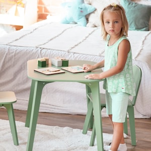 Toddler table for kids room or playroom, preschool activity desk for creative learning at home, modern minimalist children’s furniture piece