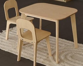 Toddlers table and 2 chairs furniture set, montessori toddler table, daycare back to school furniture, Christmas gift from parents