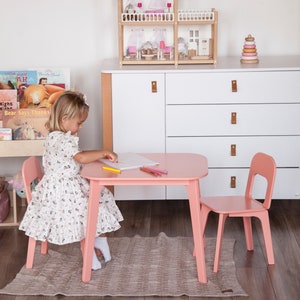 Preschool table and chair set, waldorf furniture set, montessori toddler table and chair, education furniture, kids table and chair