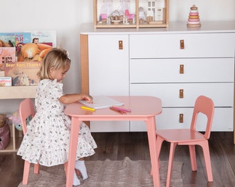 Preschool table and chair set, waldorf furniture set, montessori toddler table and chair, education furniture, kids table and chair