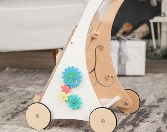 Activity walker for babies with busy-board, wood push toys, activity walker, gifts for kids, gifts for girls, nursery gift, baby boy gift,