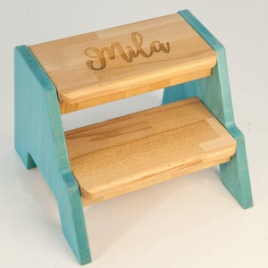 Taburete Montessori con monograma, taburete personalizado con nombre, mueble auxiliar para niños, taburete de baño, taburete personalizado para niños pequeños