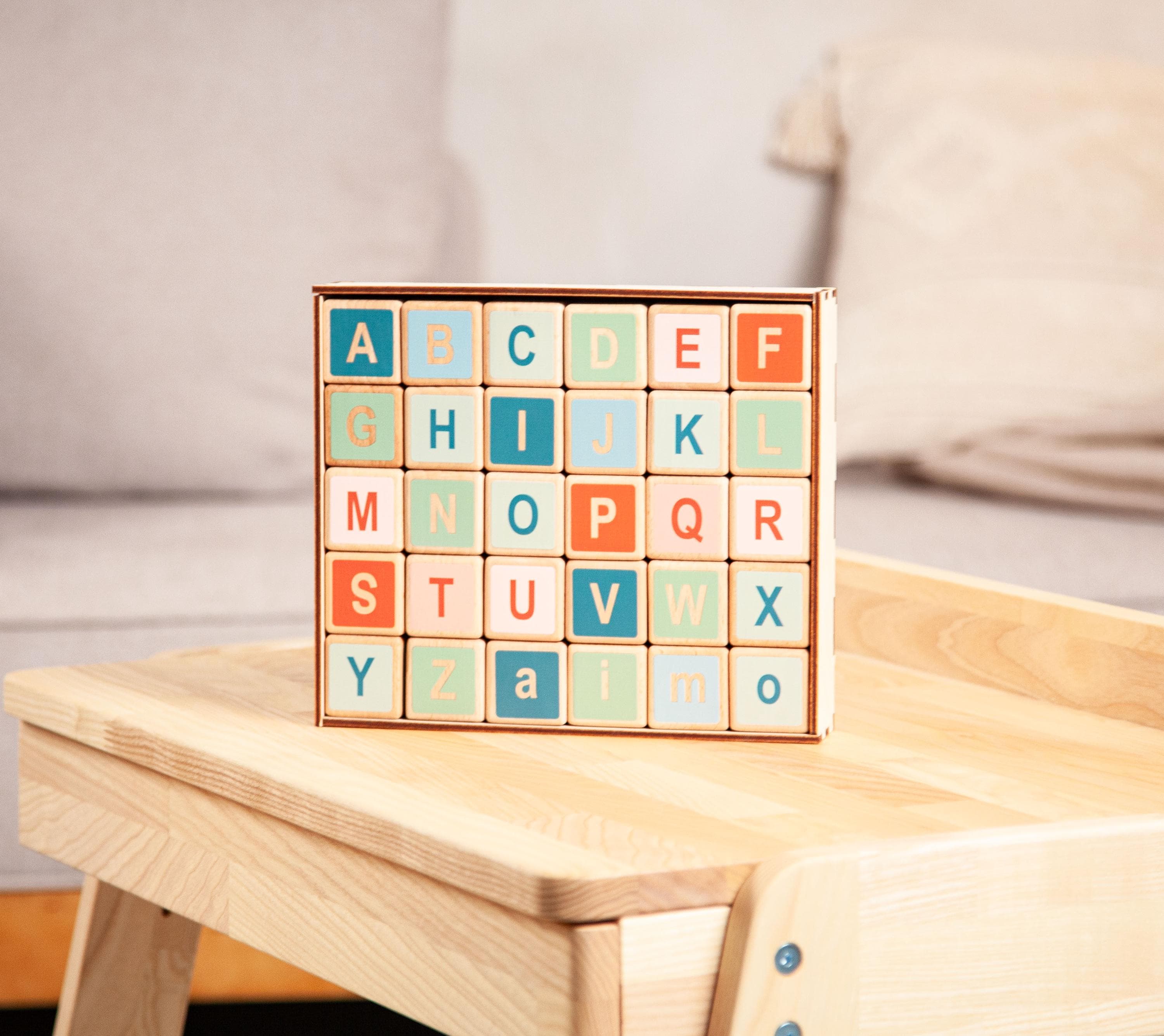 Natural Beech Wood Alphabet Blocks, Educational Toy Gift, 4th