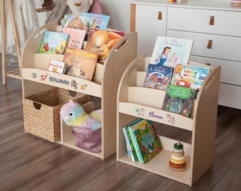 Kinderzimmer Bücherregal, Kleinkind Montessori Bücherregal, Waldorf Buch Organisator für Kinder, Kinderspielzeug Regal, Spielzimmer Aufbewahrung, Geschenk für die Nichte