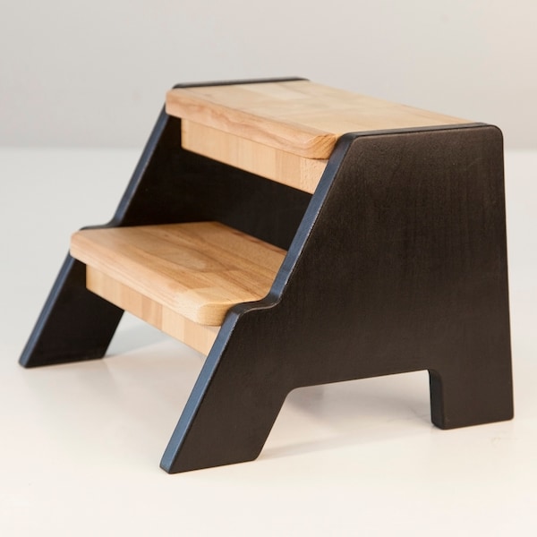 Escabeau Montessori personnalisé noir, meubles d'appoint pour enfants, escabeau de salle de bain, escabeau en bois personnalisé pour tout-petit