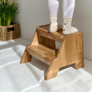 White Montessori Learning Stool, Custom Name Child Step Stool, Wooden Furniture, Bathroom Step Stool, Personalized Toddler Step Stool image 2