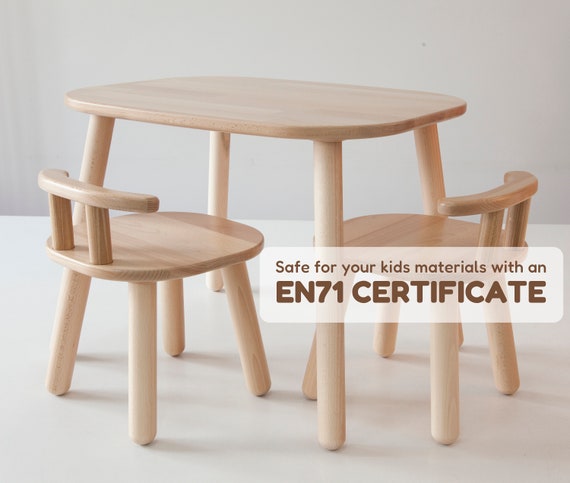 Eco friendly kids table and chairs set, montessori furniture, waldorf toddler table, toddler table and chairs, waldorf wooden chair for kids