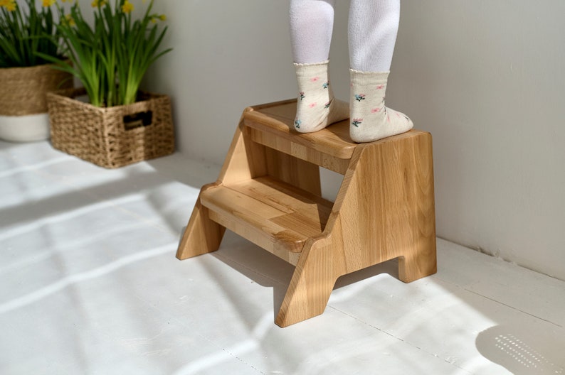 Escabeau pour enfant, escabeau pour enfant, escabeau en bois, escabeau en bois, escabeau de salle de bain, tabouret pour enfant, tabouret de salle de bain pour enfant image 5