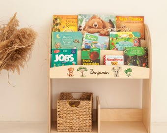 Personalized Toddler Bookshelf, Montessori Nursery Bookcase, Plywood
