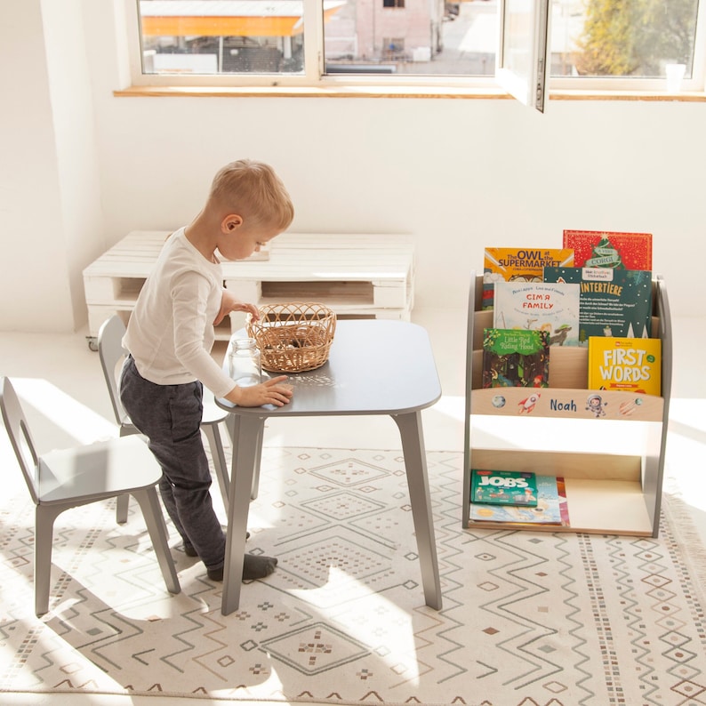 Montessori toy shelf, toddler book shelf, toddler toy storage, kids room bookcase, baby book shelf, children toy shelf, gift for grandson image 6