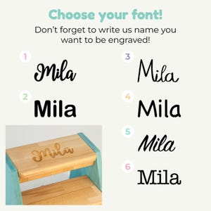 White Montessori Learning Stool, Custom Name Child Step Stool, Wooden Furniture, Bathroom Step Stool, Personalized Toddler Step Stool image 5