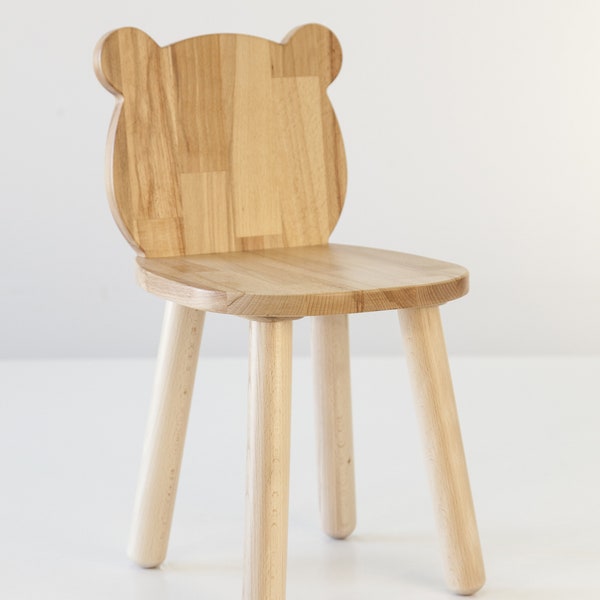 Sedia in legno per bambini con schienale a forma di orso, sedia per bambini, sedia in legno, sedia per bambini, mobili prescolari per asilo nido montessori