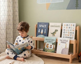 Kleinkind Montessori Bücherregal, Waldorf Buch Organizer für Kinder, Kinderspielzeug Regal, Spielzimmer Lagerung