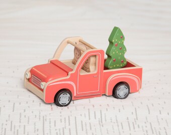 Wood Toy Car, Toddler Toy Car, Christening Gift Boy, Wooden Toy Truck, Retro Pickup Toy, Farming Toys, Easter Gift Child