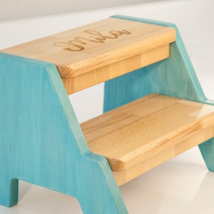 White Montessori Learning Stool, Custom Name Child Step Stool, Wooden Furniture, Bathroom Step Stool, Personalized Toddler Step Stool image 12