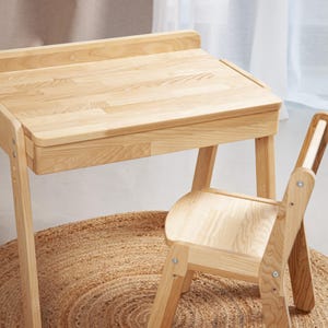 Massivholz Kinder Schreibtisch mit Schublade, Stuhl, 2-7 Jahre Tisch, Esche Kiefer