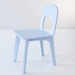 Toddler blue color plywood chair, childrens wooden chair, chair for kids, desk chair, montessori education furniture, waldorf chair