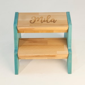 Two step step stool, personalized bedside step stool, clear step stool, kitchen toddler montessori step stool, custom step stool with name