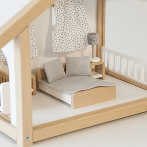Casa de muñecas portátil de ensueño hecha a mano, casa de muñecas compacta, casa de muñecas para la familia, regalo para la hermana, regalo para niños pequeños, casa de muñecas de madera natural