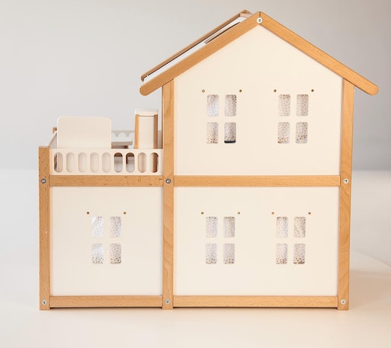 大型木製家具付き前面開閉式ドールハウスコテージセット - Etsy 日本