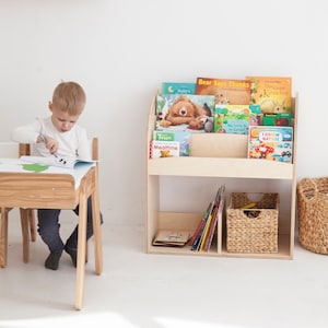 Nursery Book Shelves, Toddler Montessori Bookshelf, Waldorf Book Organizer for Kids, Children Toy Shelf, Playroom Storage, Gift For Niece image 9