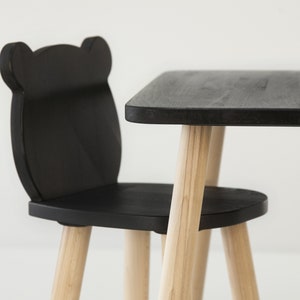 Toddler table set with 1 chair, kindergarten table, bear shape chair table set, montessori play furniture, best birthday gift from granny