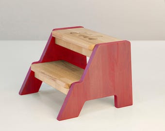 Monster Truck Step Stool for Kids, Toddler Step Stool, Wooden