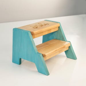 White Montessori Learning Stool, Custom Name Child Step Stool, Wooden Furniture, Bathroom Step Stool, Personalized Toddler Step Stool image 11