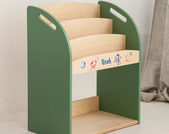Personalized Montessori Bookshelf for Kids Room, Plywood Floor Shelf for Nursery Room, Baby Name Toys Shelf, Custom Toddler Bookshelf