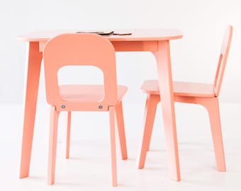 Montessori Plywood Table and Chairs Set, Toddler Learning Furniture, Kids Activity Desk