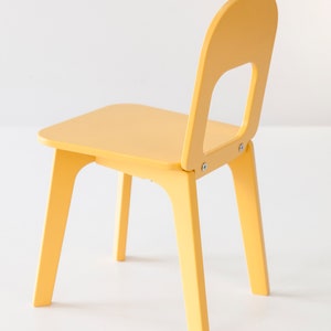Chair for preschoolers in natural wood color, Unique wooden chairs for minimalist children&#39;s room decor, Waldorf furniture