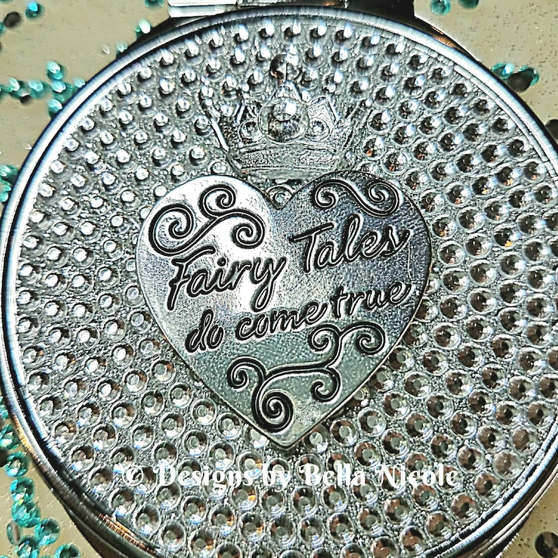 On Sale Compact Mirror Magnification Mirror Silver Compact Bling Compact Mirror Princess Compact Heart Mirror Fairytale Mirror