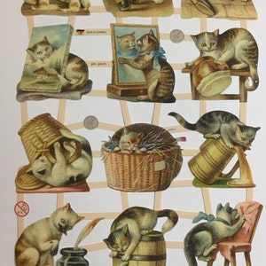 Gato Vintage RELIEVES DE CHATARRA Gatitos traviesos (1 hoja) #7388 - Troquelados en relieve - Made in Germany
