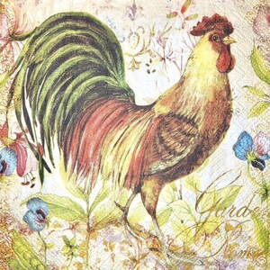 3 Servietten Servietten - Vintage Proud Hahn Collage - 13 "x 13" ungefaltet