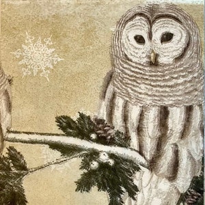 3 serviettes d’hôtesse de découpage, Lori Siebert Winter Snowy Owl, 16 » x 13 » déplié