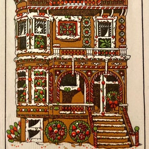 3 zabytkowe serwetki hostessy z decoupage'u, jeden piękny świąteczny piernikowy domek, 17" x 12" po rozłożeniu