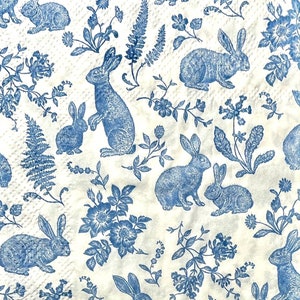 3 Servietten für Decoupage Hostess Servietten mit Osterhasen, Vintage Zustand, 40 x 33 cm, ungefaltet