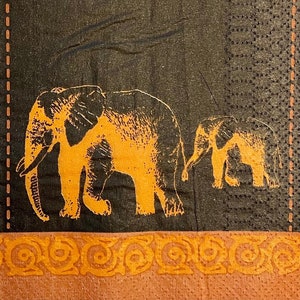 3 tovaglioli per hostess decoupage, costo maggiorato madre e cucciolo di elefante, 13" x 13" aperto