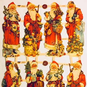 SCRAP RELIEFS 8 Vintage Papá Noel Primitivo Papá Noel (1 hoja) #7379 Troqueles en relieve - Hecho en Alemania