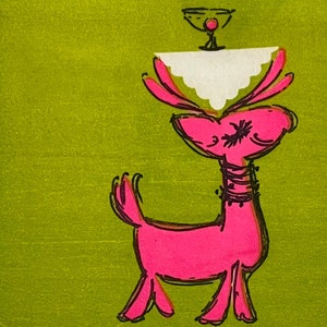 3 kerstdecoupagedrankservetten, MCM vintage martiniglas roze hert, 10 x 10 inch uitgevouwen